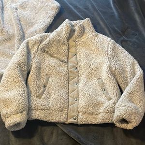 BlankNYC beige Sherpa bomber jacket